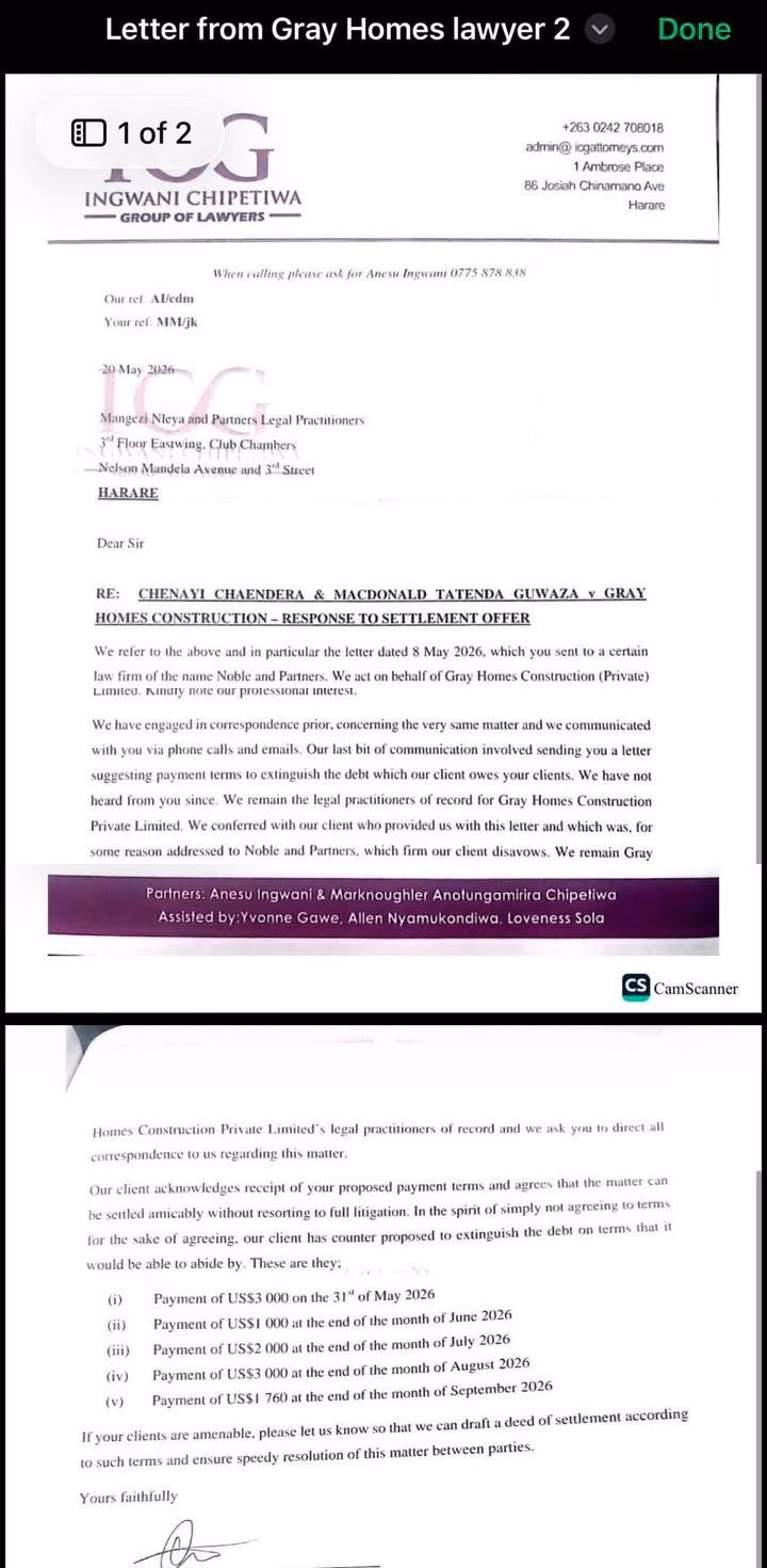 Gray Homes Construction Director Annavestah Mudiwa Faces Renewed Fraud Allegations Amidst Claims of Impunity